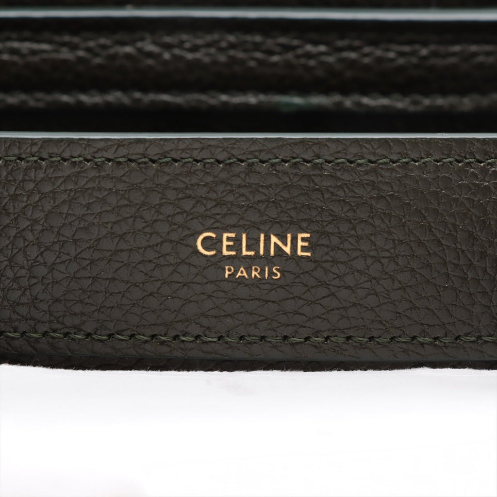Second hand Céline Luggage Nano Drummed Calfskin Leather 2 - Ways Tote Crossbody Military Green - Tabita Bags