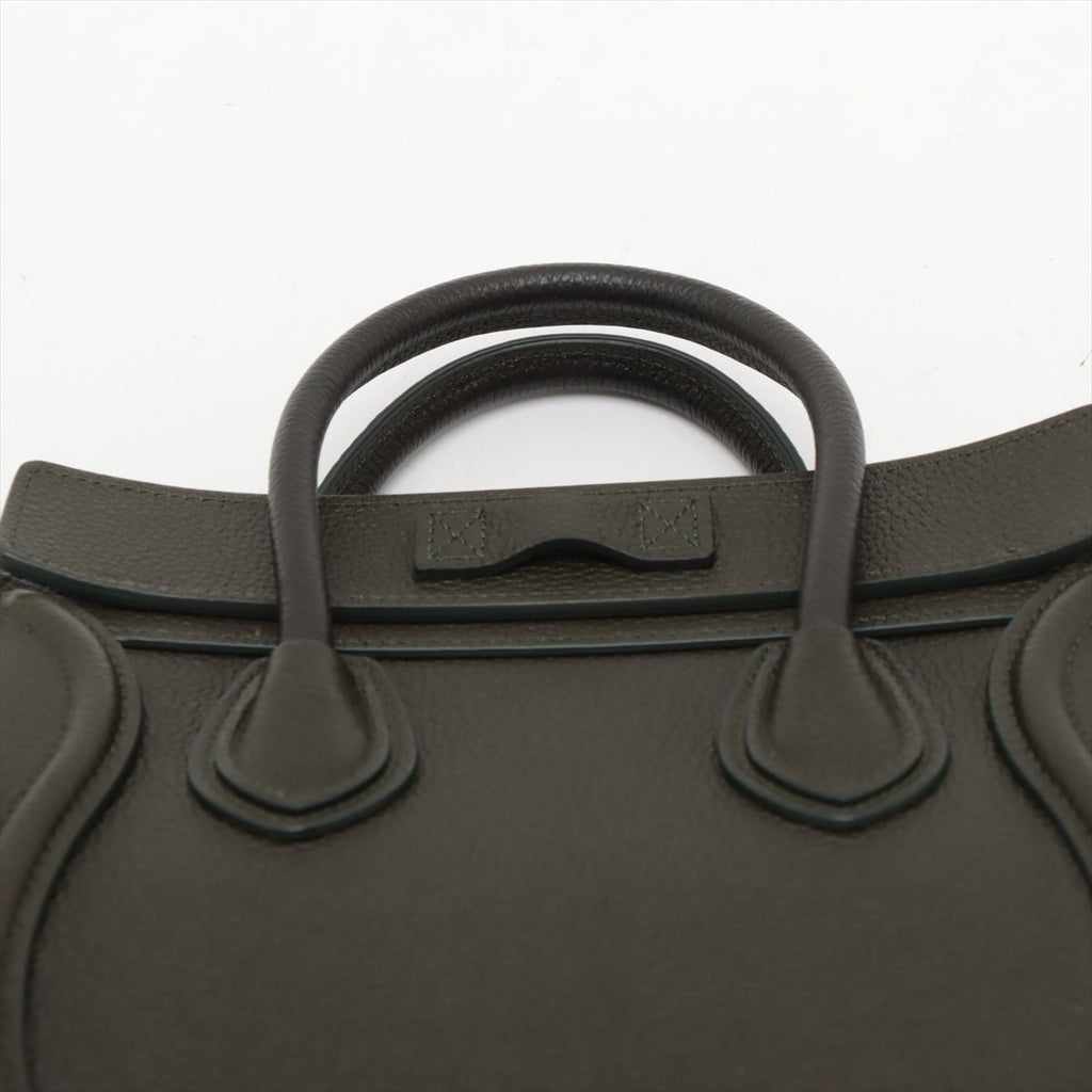 Second hand Céline Luggage Nano Drummed Calfskin Leather 2 - Ways Tote Crossbody Military Green - Tabita Bags