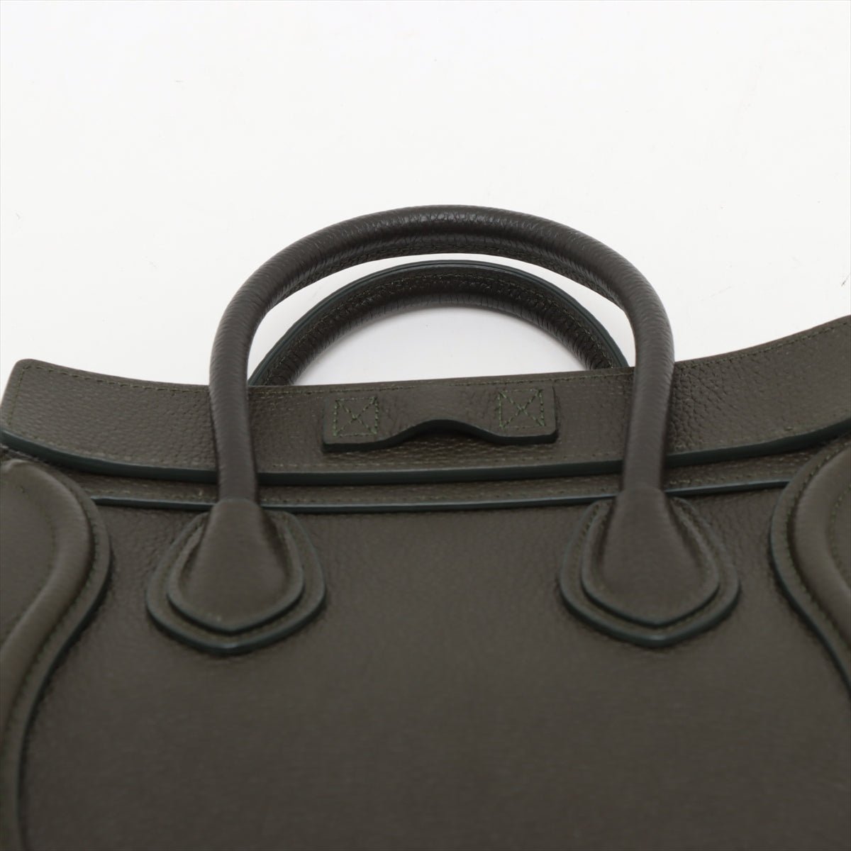 Second hand Céline Luggage Nano Drummed Calfskin Leather 2 - Ways Tote Crossbody Military Green - Tabita Bags