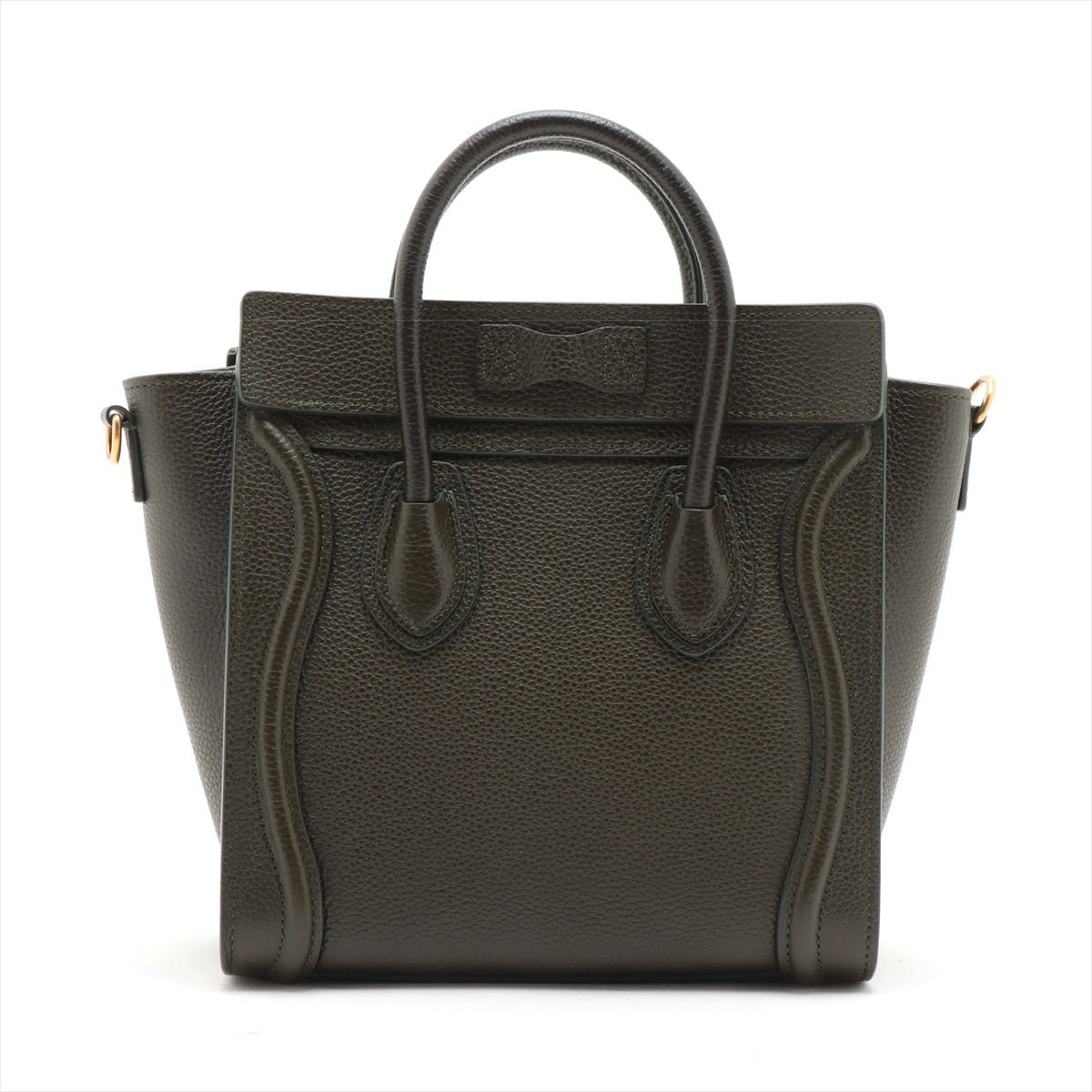 Second hand Céline Luggage Nano Drummed Calfskin Leather 2 - Ways Tote Crossbody Military Green - Tabita Bags
