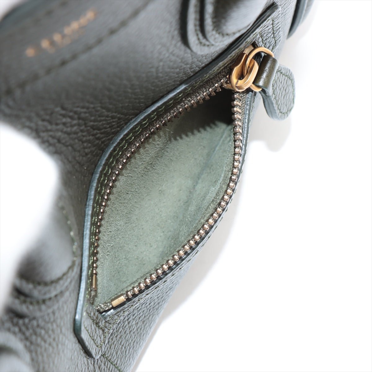 Second hand Céline Luggage Nano Drummed Calfskin Leather 2 - Ways Tote Crossbody Military Green - Tabita Bags