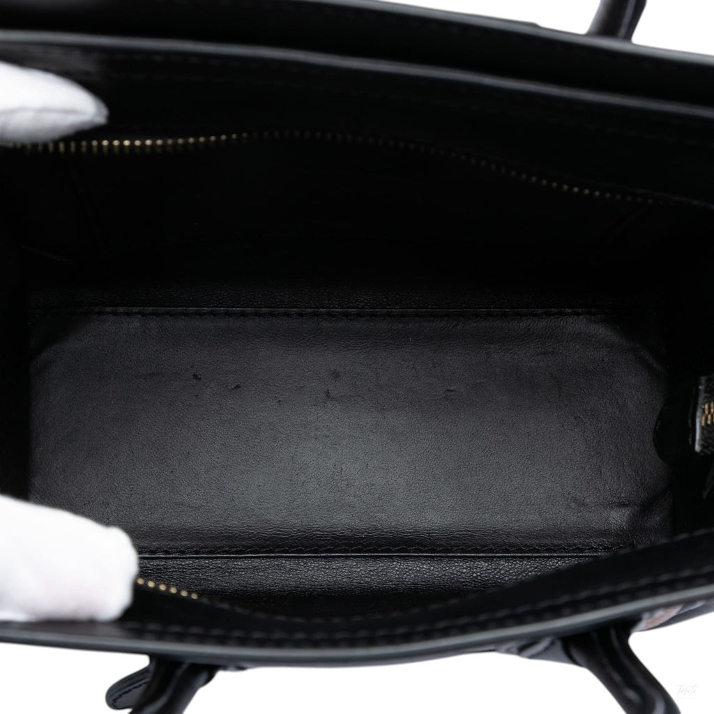 Second hand Céline Luggage Nano Drummed Calfskin Leather Tote Crossbody Brown - Tabita Bags