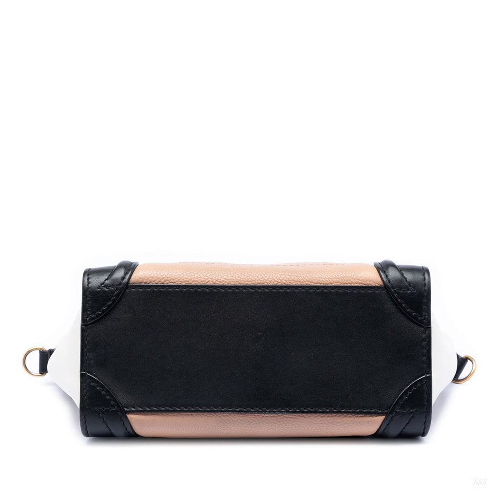 Second hand Céline Luggage Nano Drummed Calfskin Leather Tote Crossbody Brown - Tabita Bags