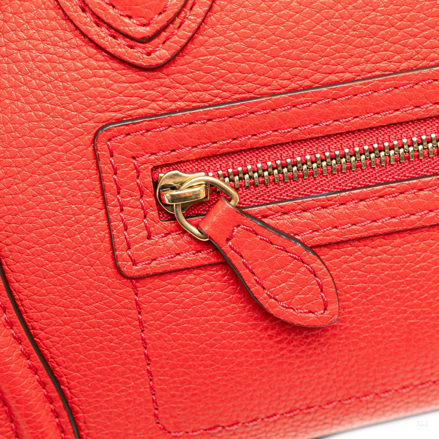 Second hand Céline Luggage Nano Drummed Calfskin Leather Tote Crossbody Red - Tabita Bags