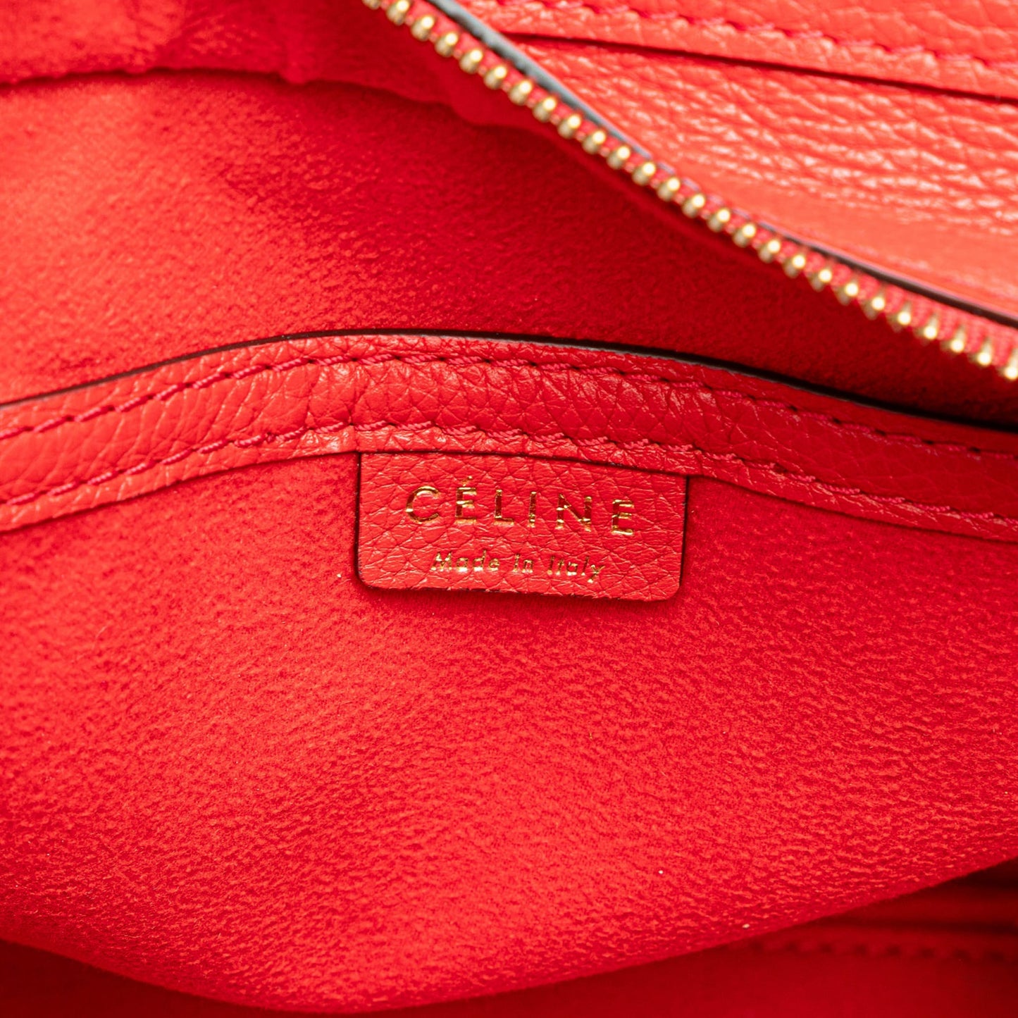 Second hand Céline Luggage Nano Drummed Calfskin Leather Tote Crossbody Red - Tabita Bags