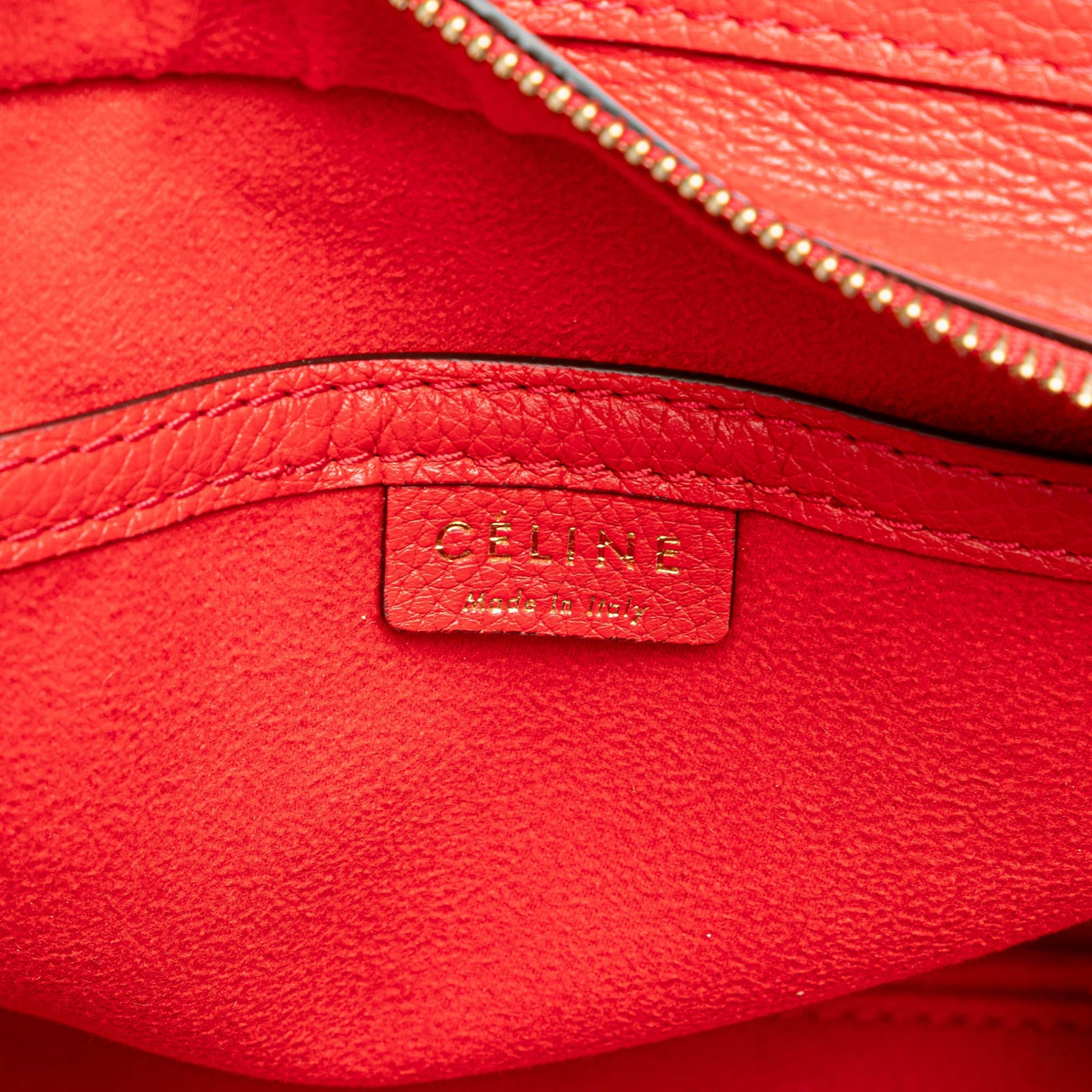 Second hand Céline Luggage Nano Drummed Calfskin Leather Tote Crossbody Red - Tabita Bags