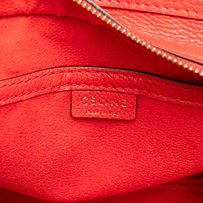 Second hand Céline Luggage Nano Drummed Calfskin Leather Tote Crossbody Red - Tabita Bags