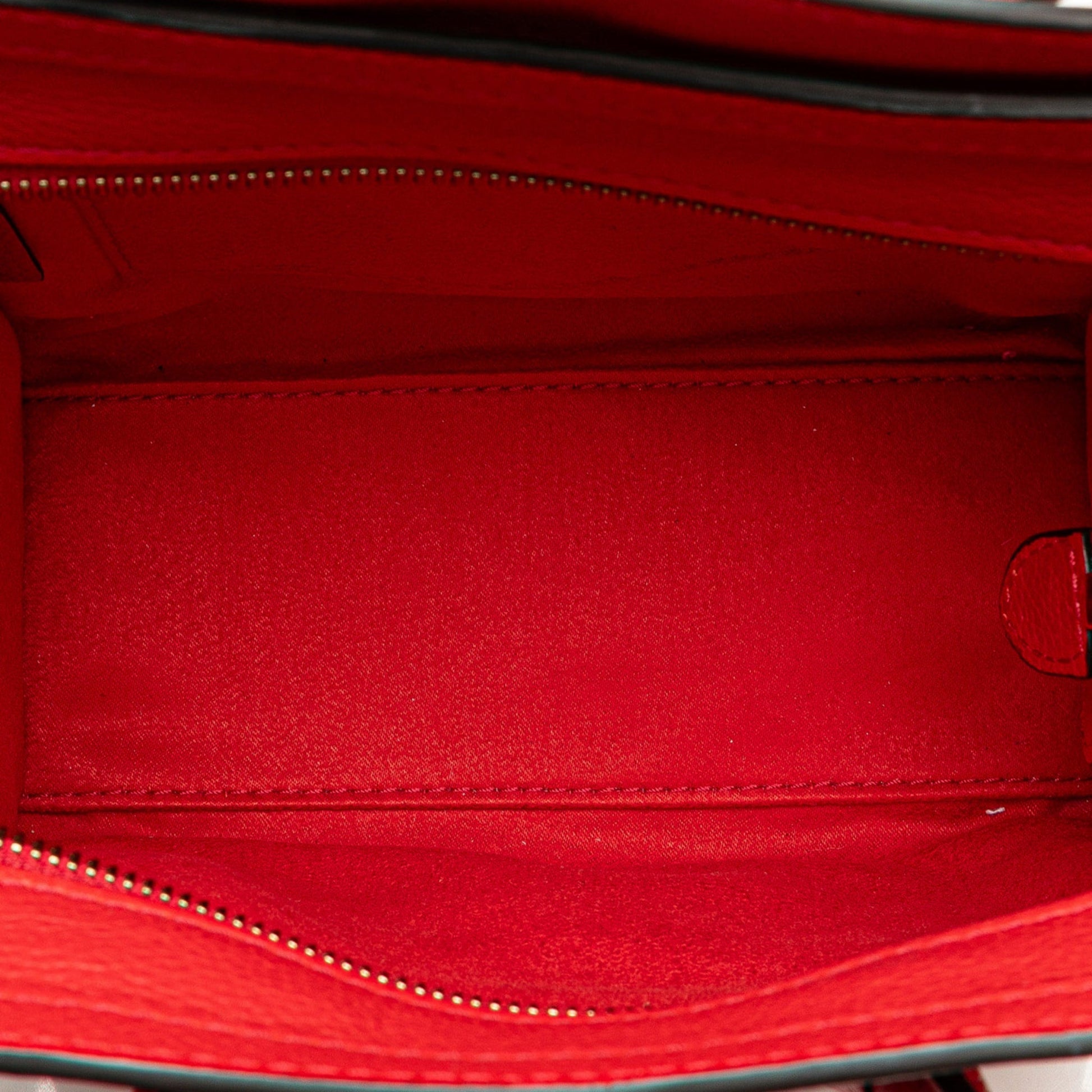 Second hand Céline Luggage Nano Drummed Calfskin Leather Tote Crossbody Red - Tabita Bags