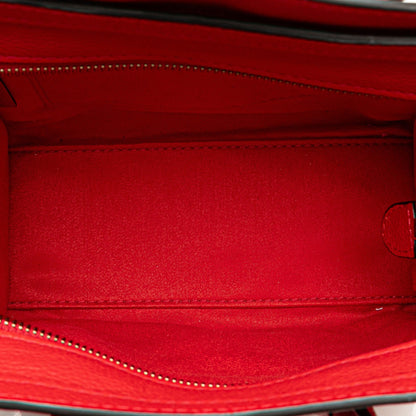 Second hand Céline Luggage Nano Drummed Calfskin Leather Tote Crossbody Red - Tabita Bags
