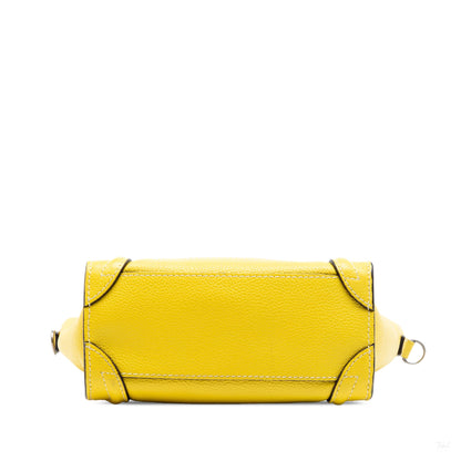 Second hand Céline Luggage Nano Drummed Calfskin Leather Tote Crossbody Yellow - Tabita Bags