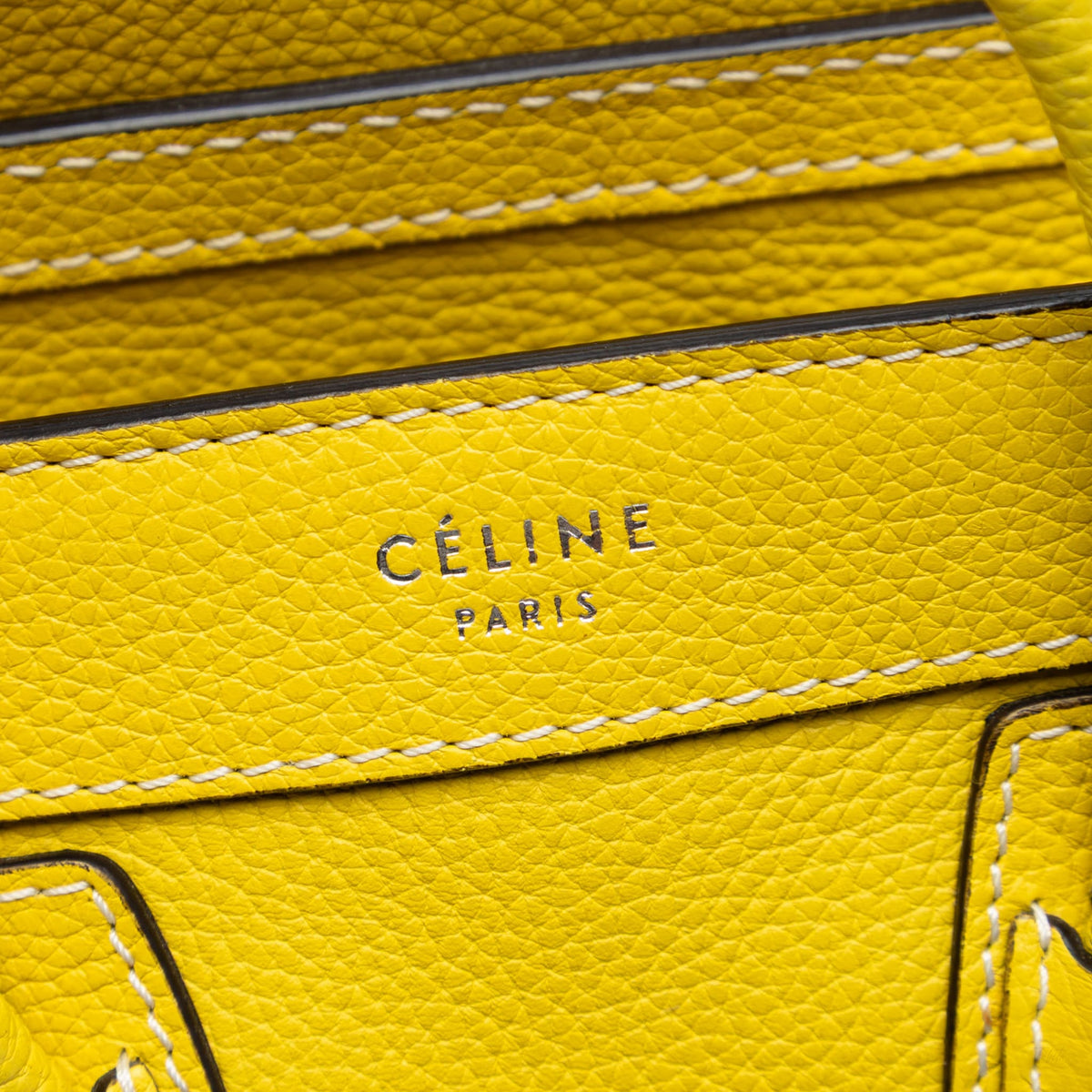 Second hand Céline Luggage Nano Drummed Calfskin Leather Tote Crossbody Yellow - Tabita Bags