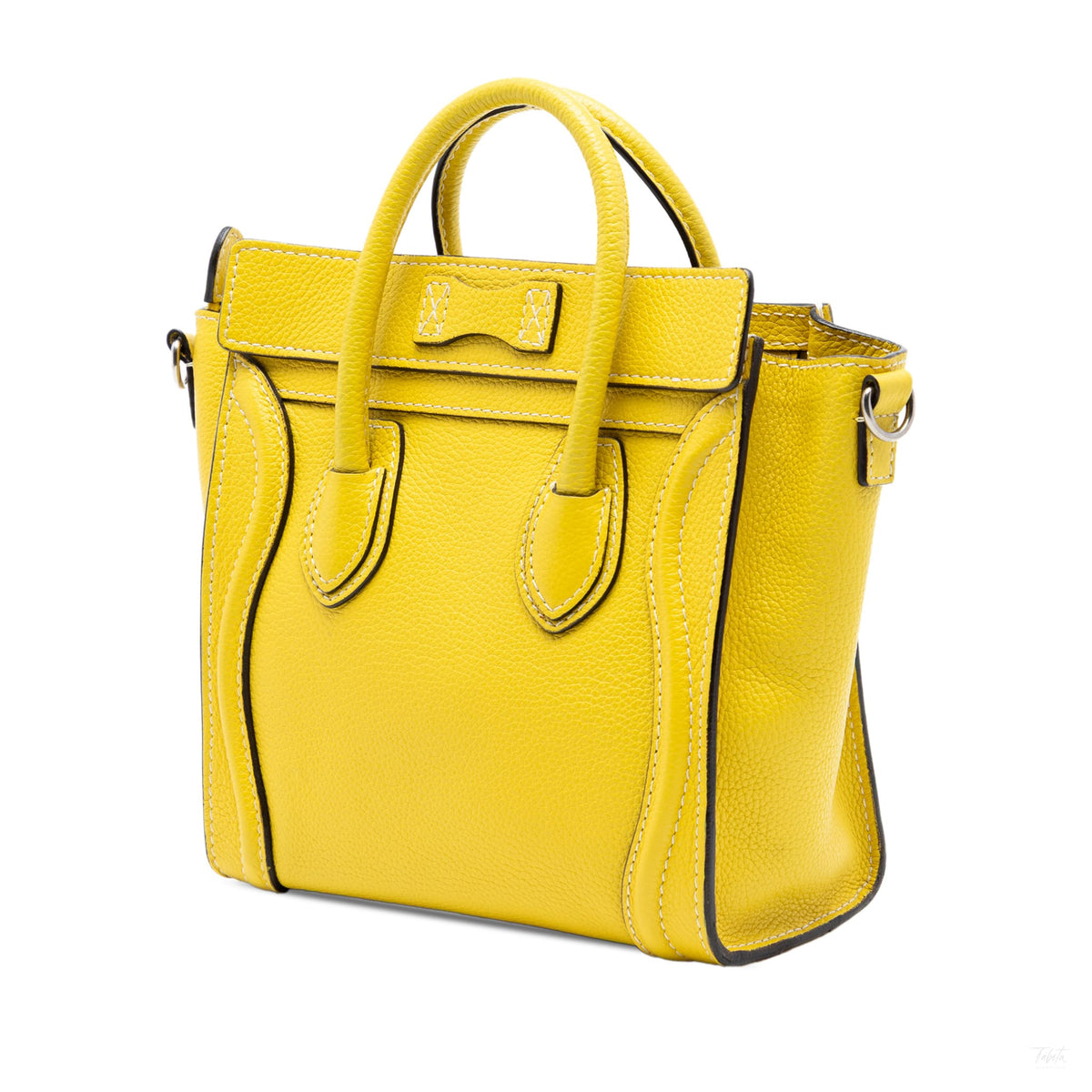 Second hand Céline Luggage Nano Drummed Calfskin Leather Tote Crossbody Yellow - Tabita Bags