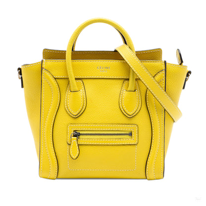 Second hand Céline Luggage Nano Drummed Calfskin Leather Tote Crossbody Yellow - Tabita Bags