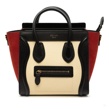 Second hand Céline Luggage Nano Nubuck and Drummed Calfskin Leather Tote Handbag - Tabita Bags