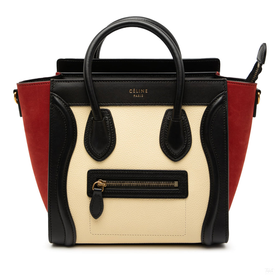 Second hand Céline Luggage Nano Nubuck and Drummed Calfskin Leather Tote Handbag - Tabita Bags