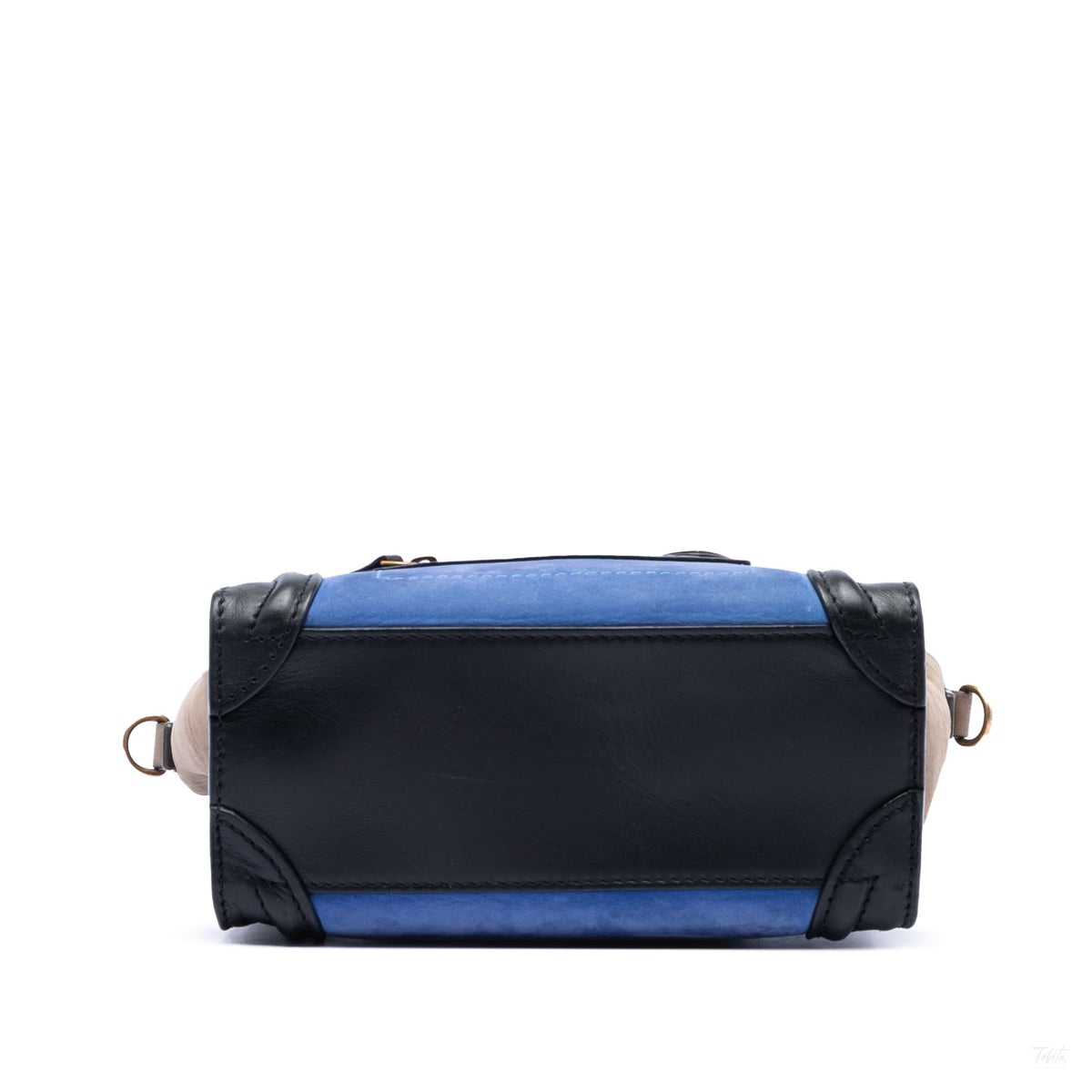 Second hand Céline Luggage Nano Nubuck and Drummed Calfskin Leather Tote Handbag Blue - Tabita Bags