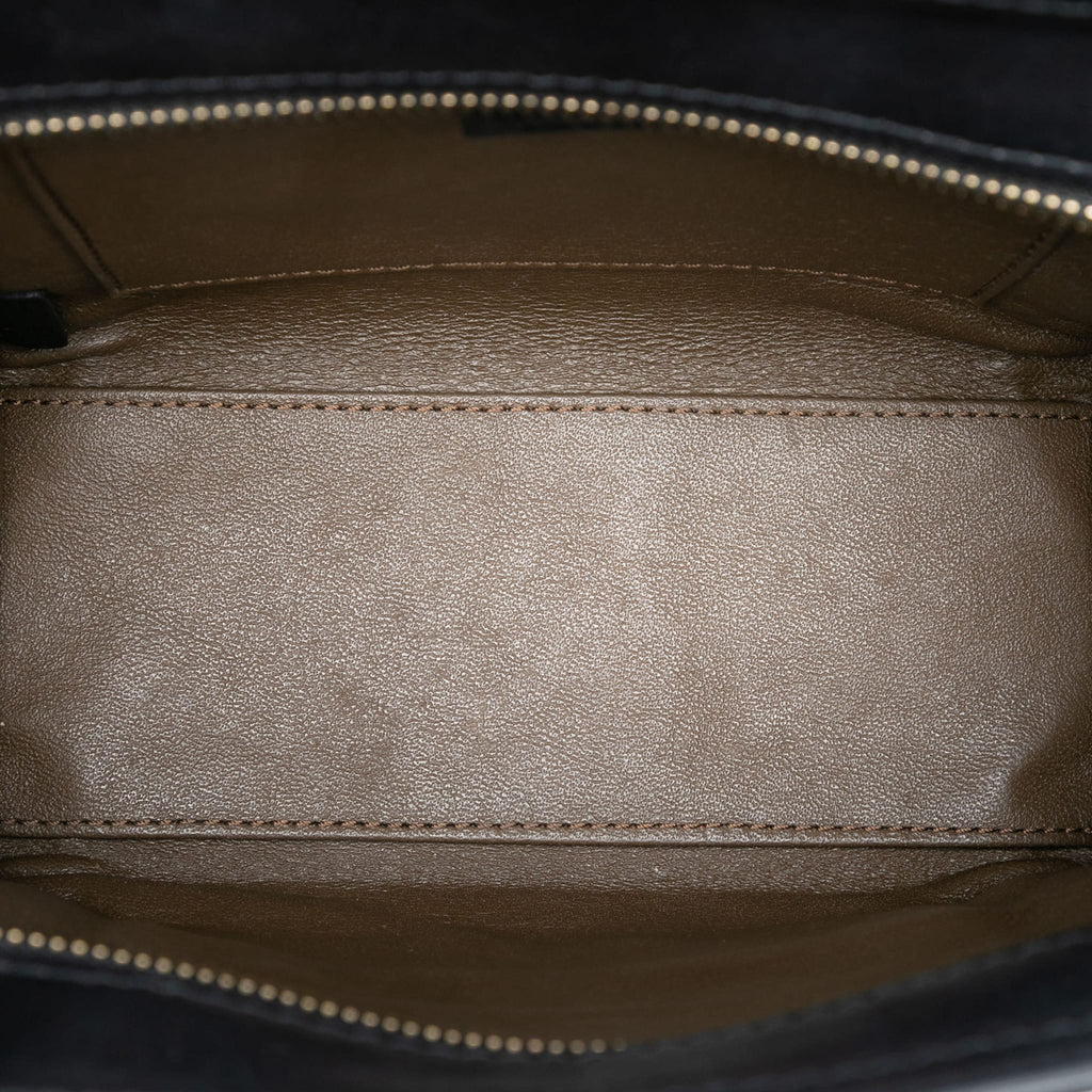 Second hand Céline Luggage Nano Nubuck and Drummed Calfskin Leather Tote Handbag Blue - Tabita Bags
