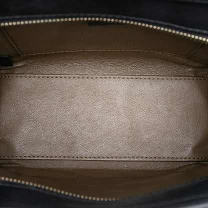 Second hand Céline Luggage Nano Nubuck and Drummed Calfskin Leather Tote Handbag Blue - Tabita Bags