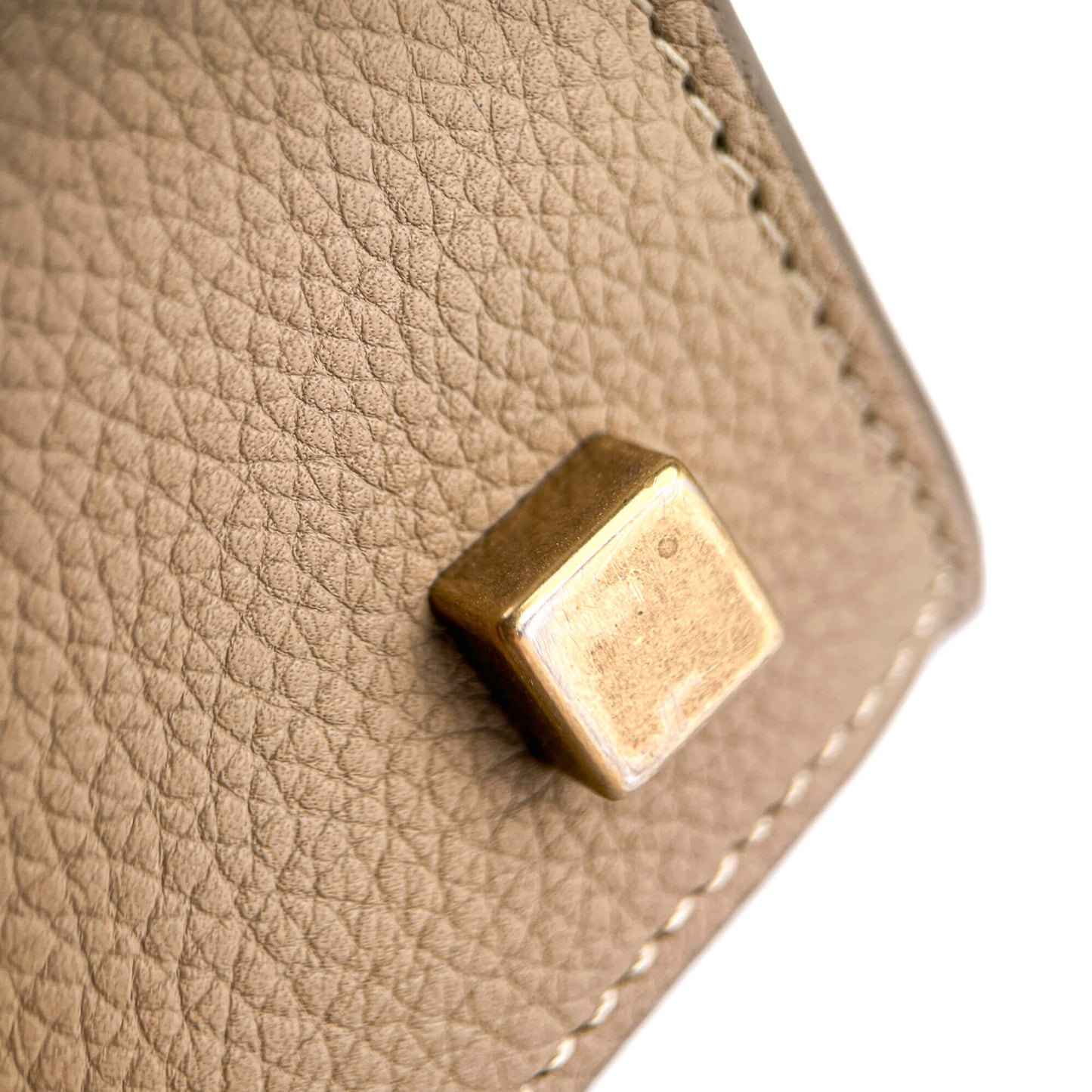 Second hand Céline Phanton Luggage Medium Drummed Calfskin Leather Tote Handbag Beige - Tabita Bags