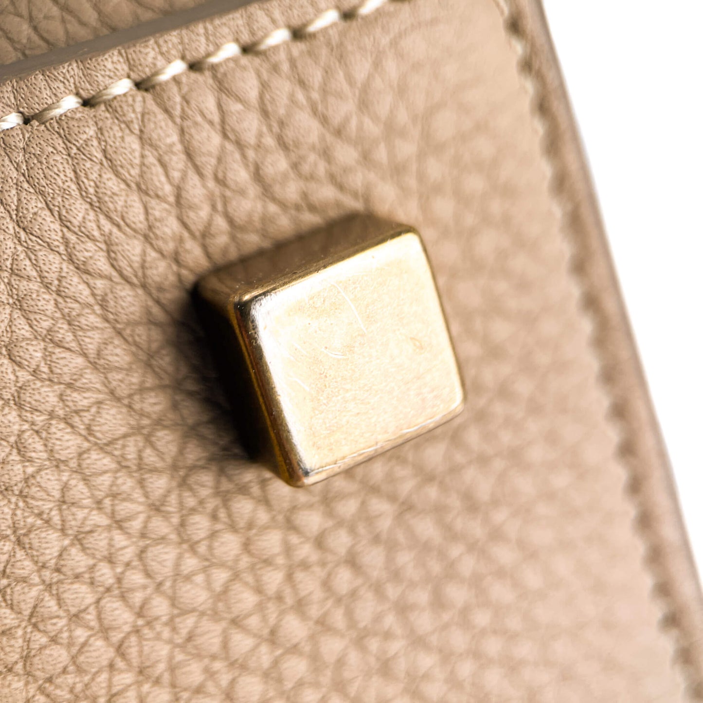 Second hand Céline Phanton Luggage Medium Drummed Calfskin Leather Tote Handbag Beige - Tabita Bags