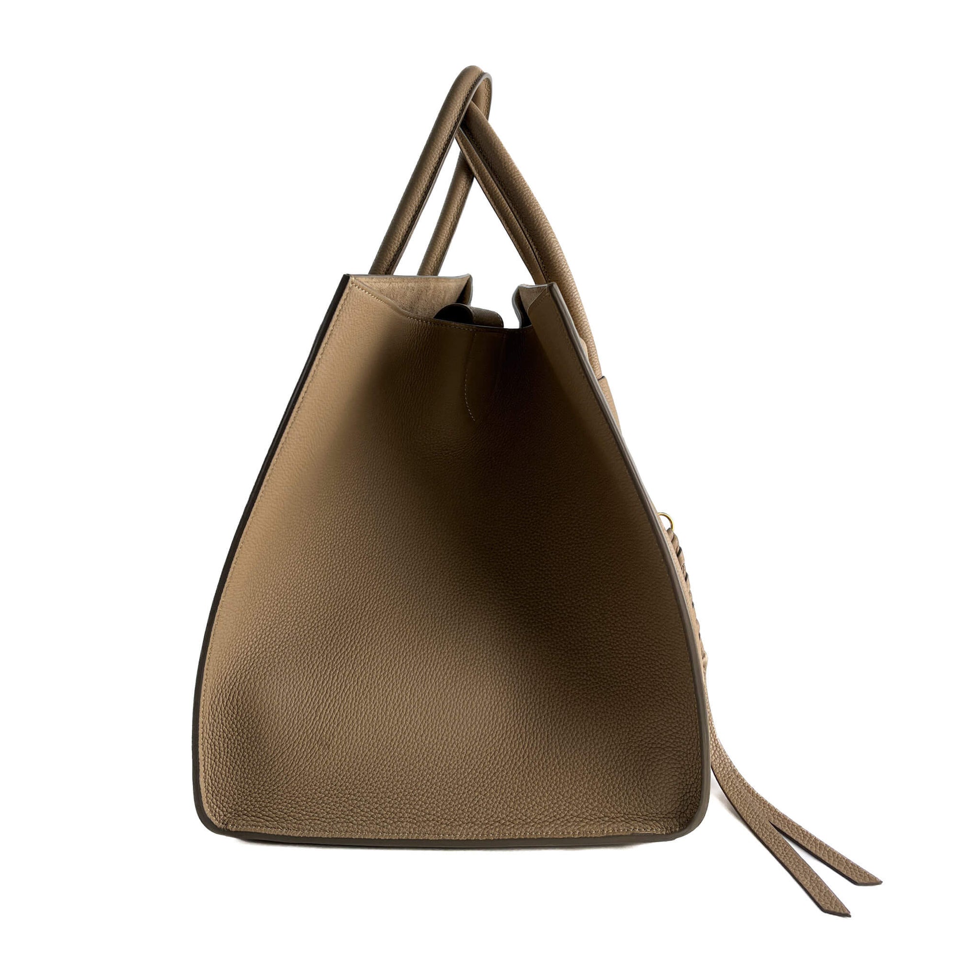 Second hand Céline Phanton Luggage Medium Drummed Calfskin Leather Tote Handbag Beige - Tabita Bags