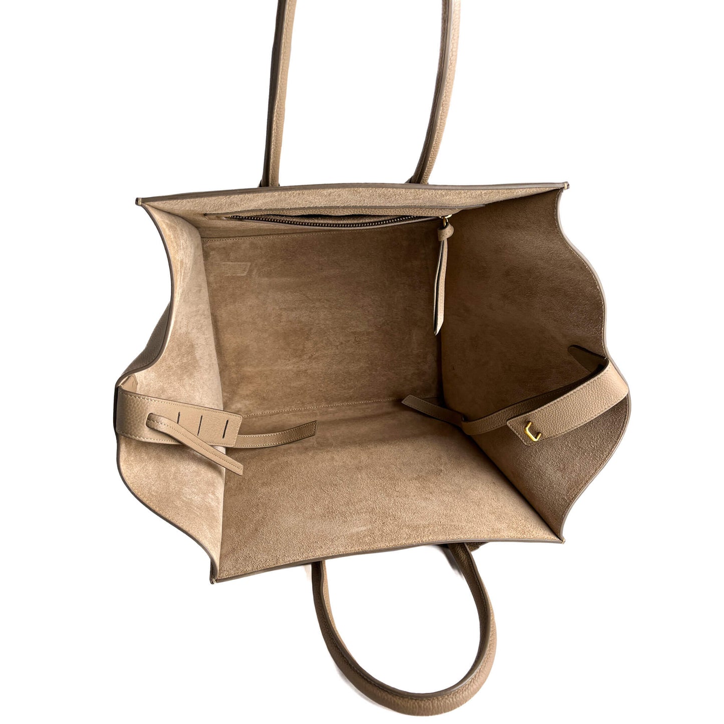 Second hand Céline Phanton Luggage Medium Drummed Calfskin Leather Tote Handbag Beige - Tabita Bags