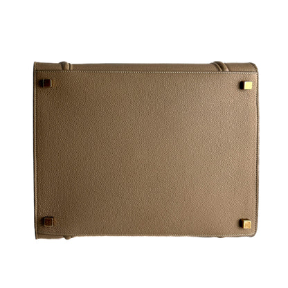 Second hand Céline Phanton Luggage Medium Drummed Calfskin Leather Tote Handbag Beige - Tabita Bags