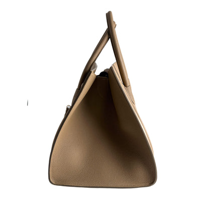 Second hand Céline Phanton Luggage Medium Drummed Calfskin Leather Tote Handbag Beige - Tabita Bags