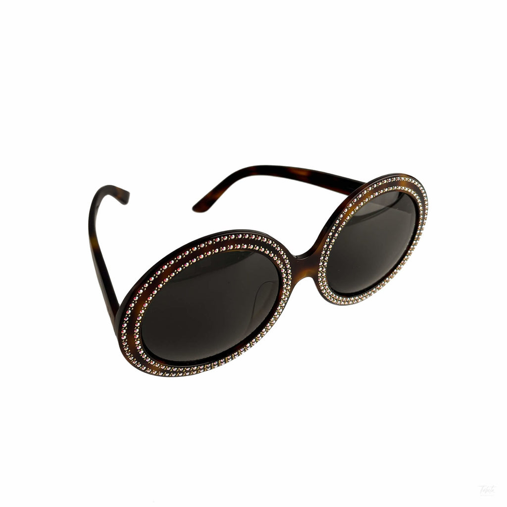 Second hand Céline Swarovski Crystal Acetate ORO Sunglasses Brown - Tabita Bags