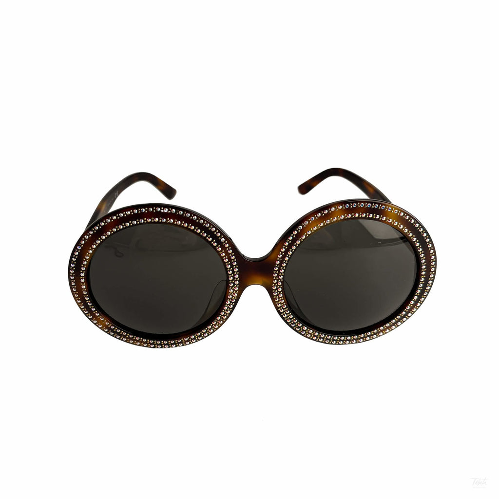 Second hand Céline Swarovski Crystal Acetate ORO Sunglasses Brown - Tabita Bags