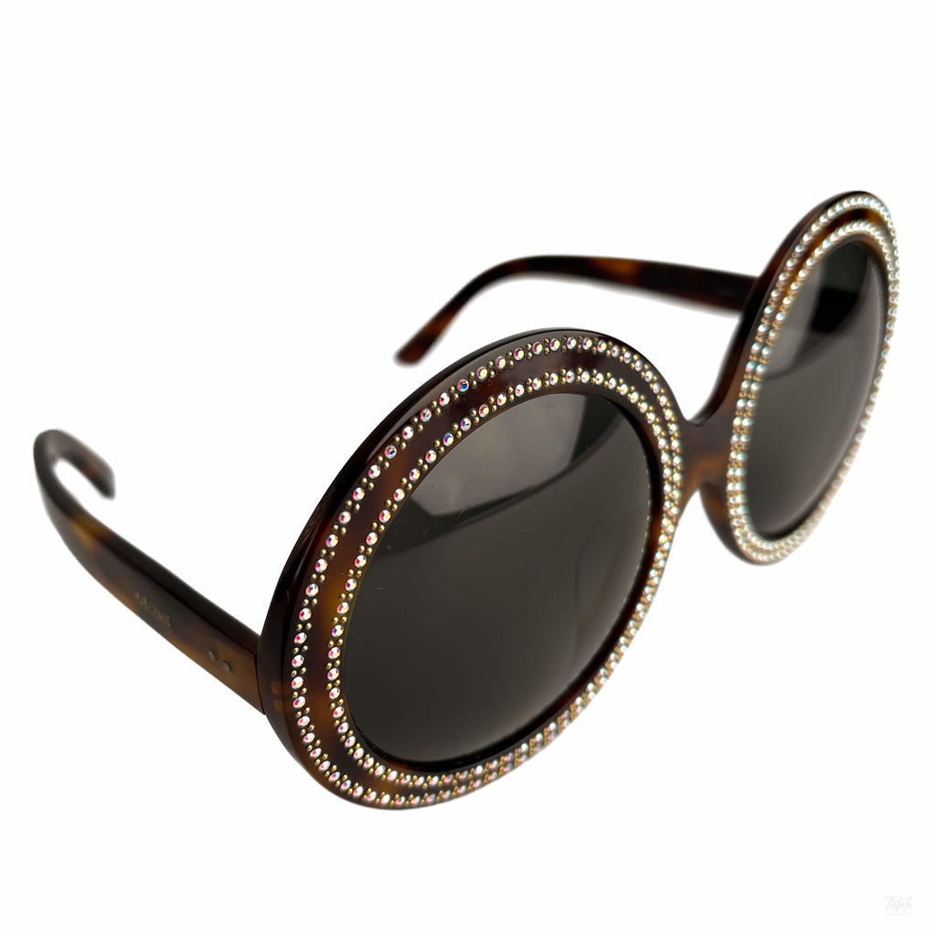 Second hand Céline Swarovski Crystal Acetate ORO Sunglasses Brown - Tabita Bags