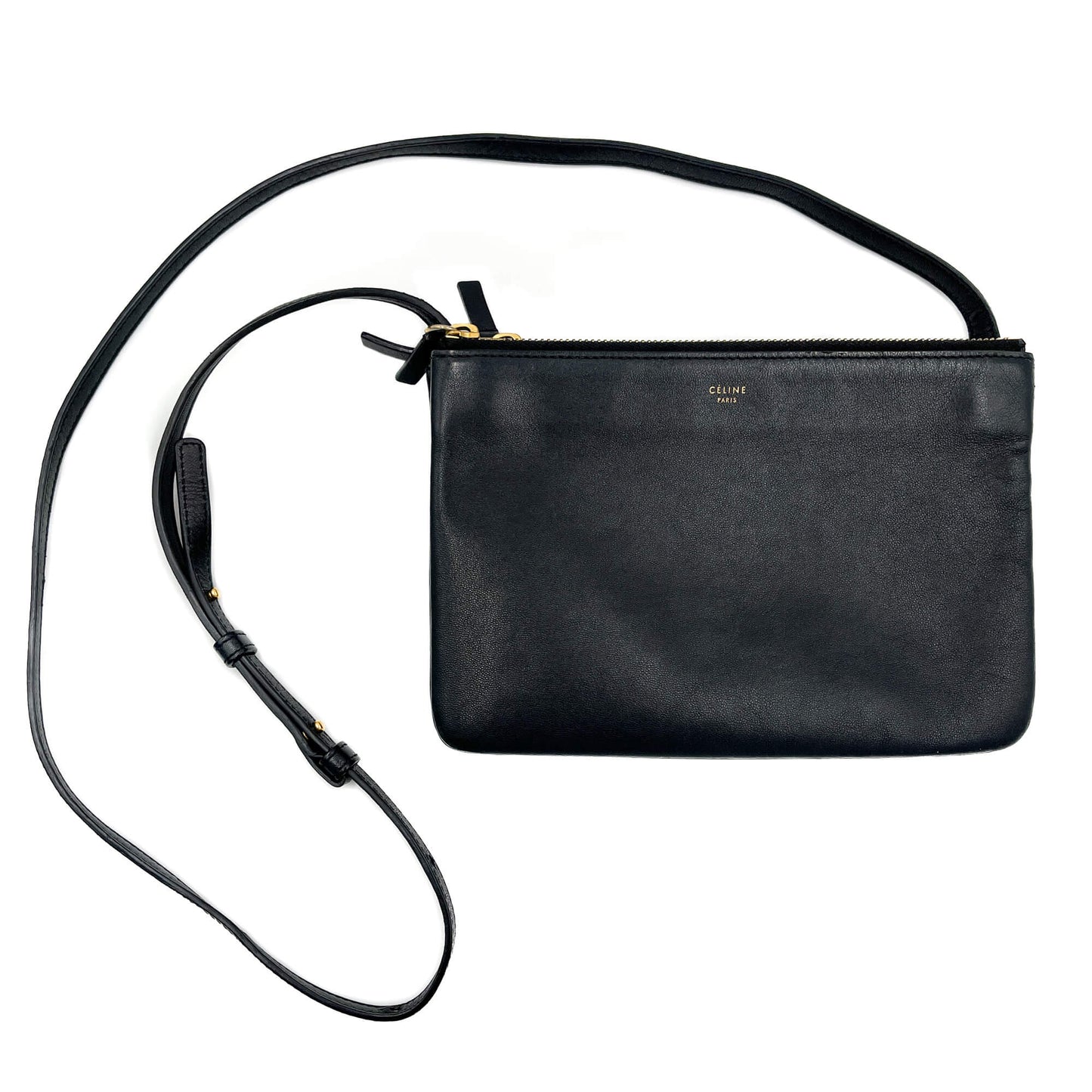 Second hand Céline Trio Leather 2 - Ways Messenger Crossbody Black - Tabita Bags