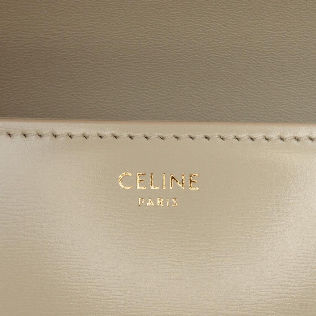 Second hand Céline Triomphe Classique Shiny Calfskin Leather Flap Crossbody Brown - Tabita Bags