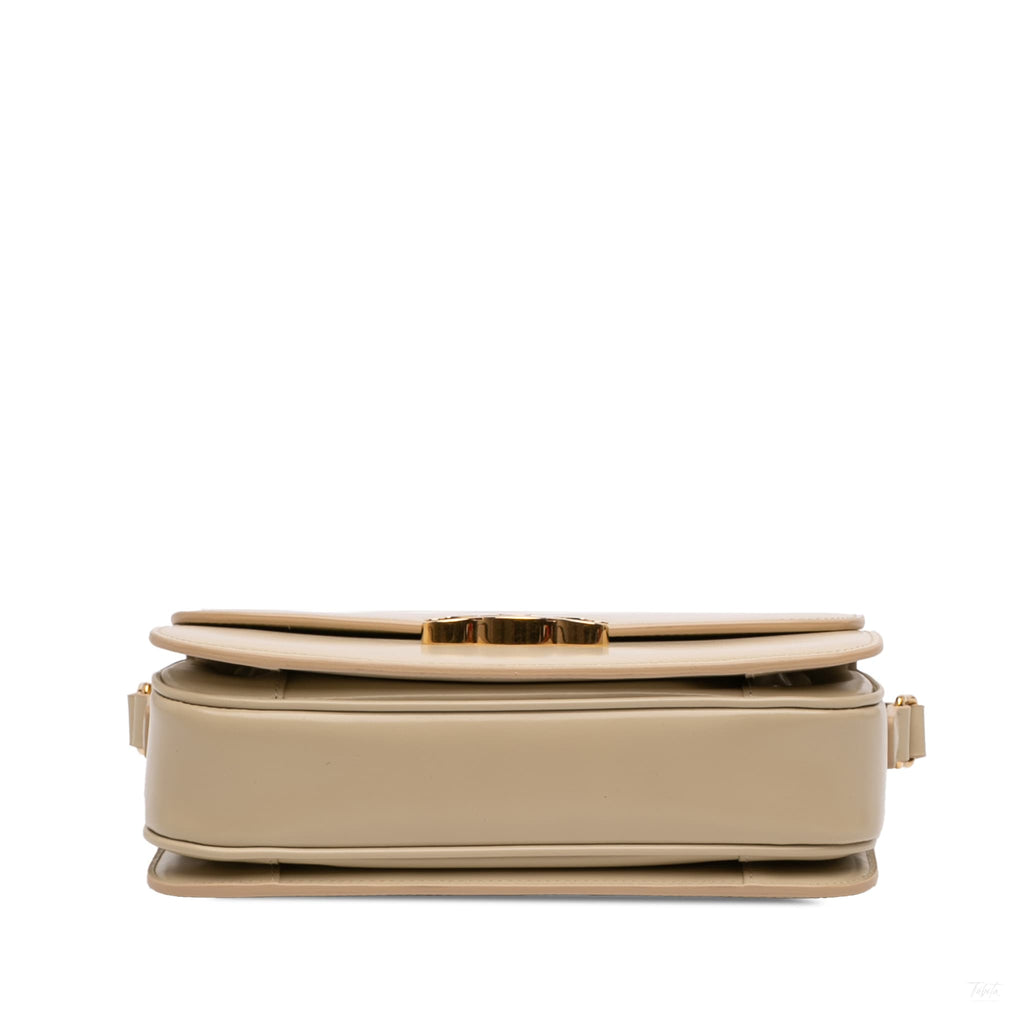 Second hand Céline Triomphe Classique Shiny Calfskin Leather Flap Crossbody Brown - Tabita Bags