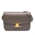 Second hand Céline Triomphe Classique Shiny Calfskin Leather Flap Crossbody Brown - Tabita Bags