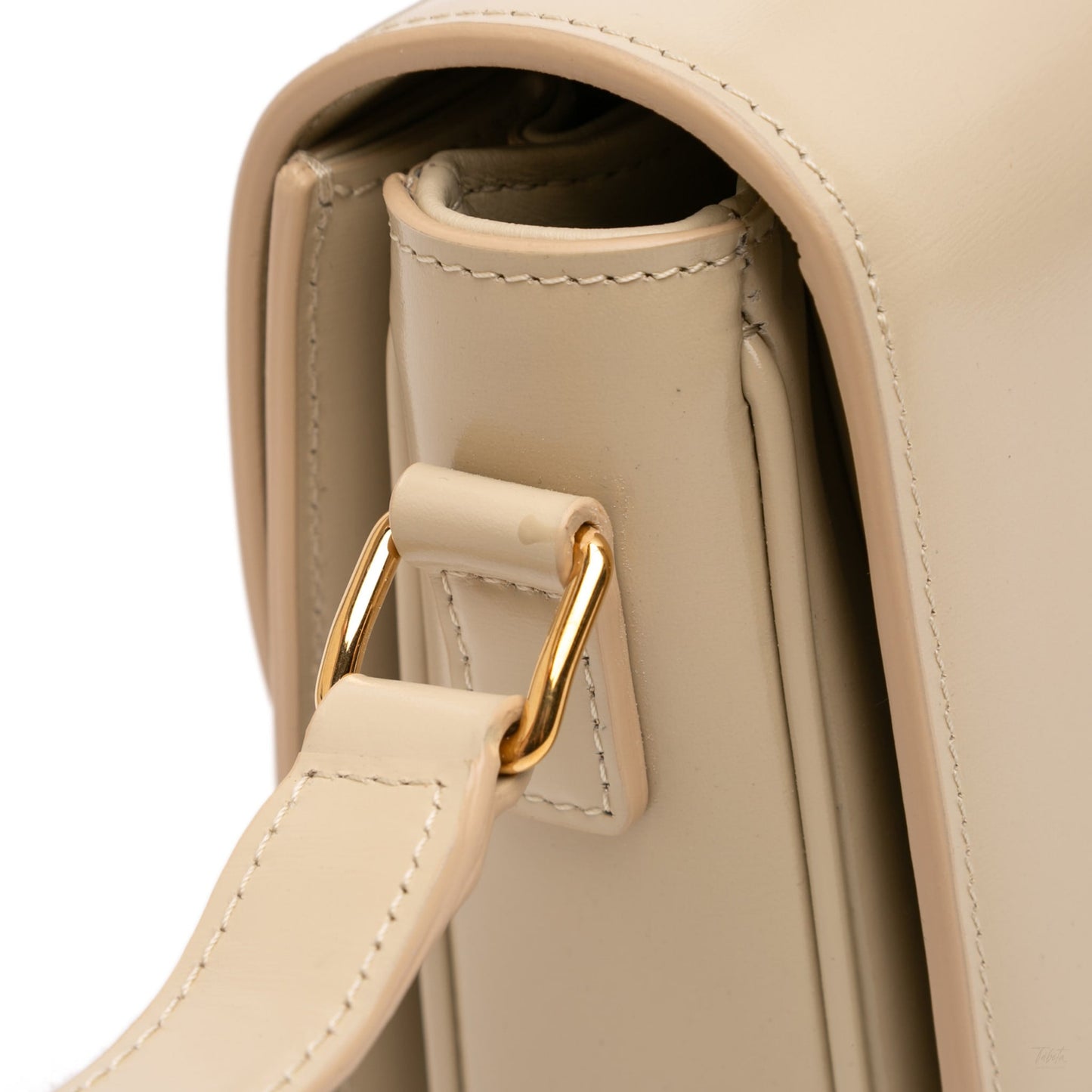 Second hand Céline Triomphe Classique Shiny Calfskin Leather Flap Crossbody Brown - Tabita Bags