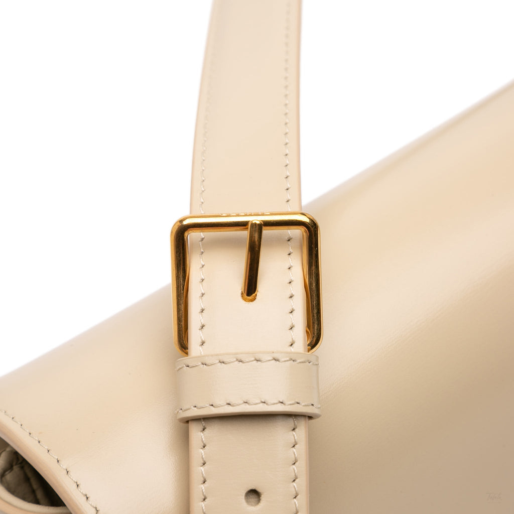 Second hand Céline Triomphe Classique Shiny Calfskin Leather Flap Crossbody Brown - Tabita Bags