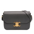 Second hand Céline Triomphe Classique Shiny Calfskin Leather Flap Crossbody Grey - Tabita Bags