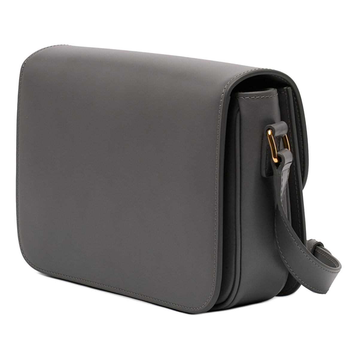 Second hand Céline Triomphe Classique Shiny Calfskin Leather Flap Crossbody Grey - Tabita Bags