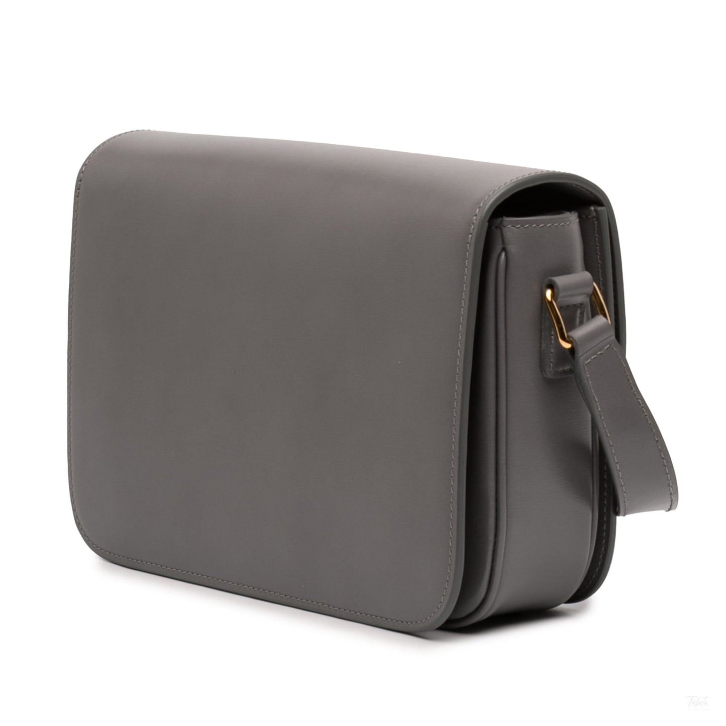 Second hand Céline Triomphe Classique Shiny Calfskin Leather Flap Crossbody Grey - Tabita Bags