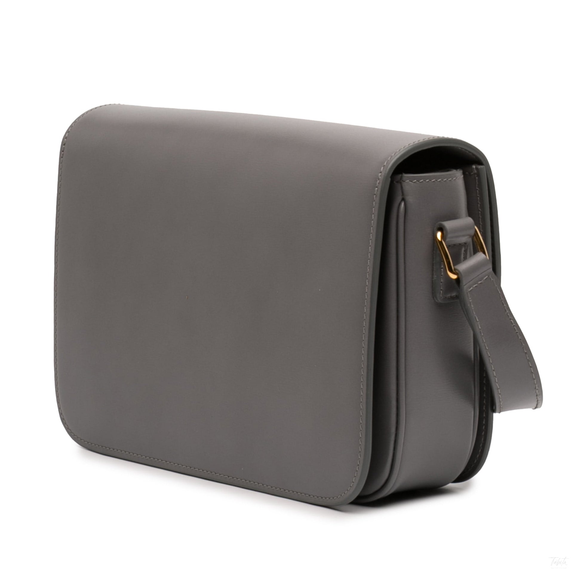Second hand Céline Triomphe Classique Shiny Calfskin Leather Flap Crossbody Grey - Tabita Bags