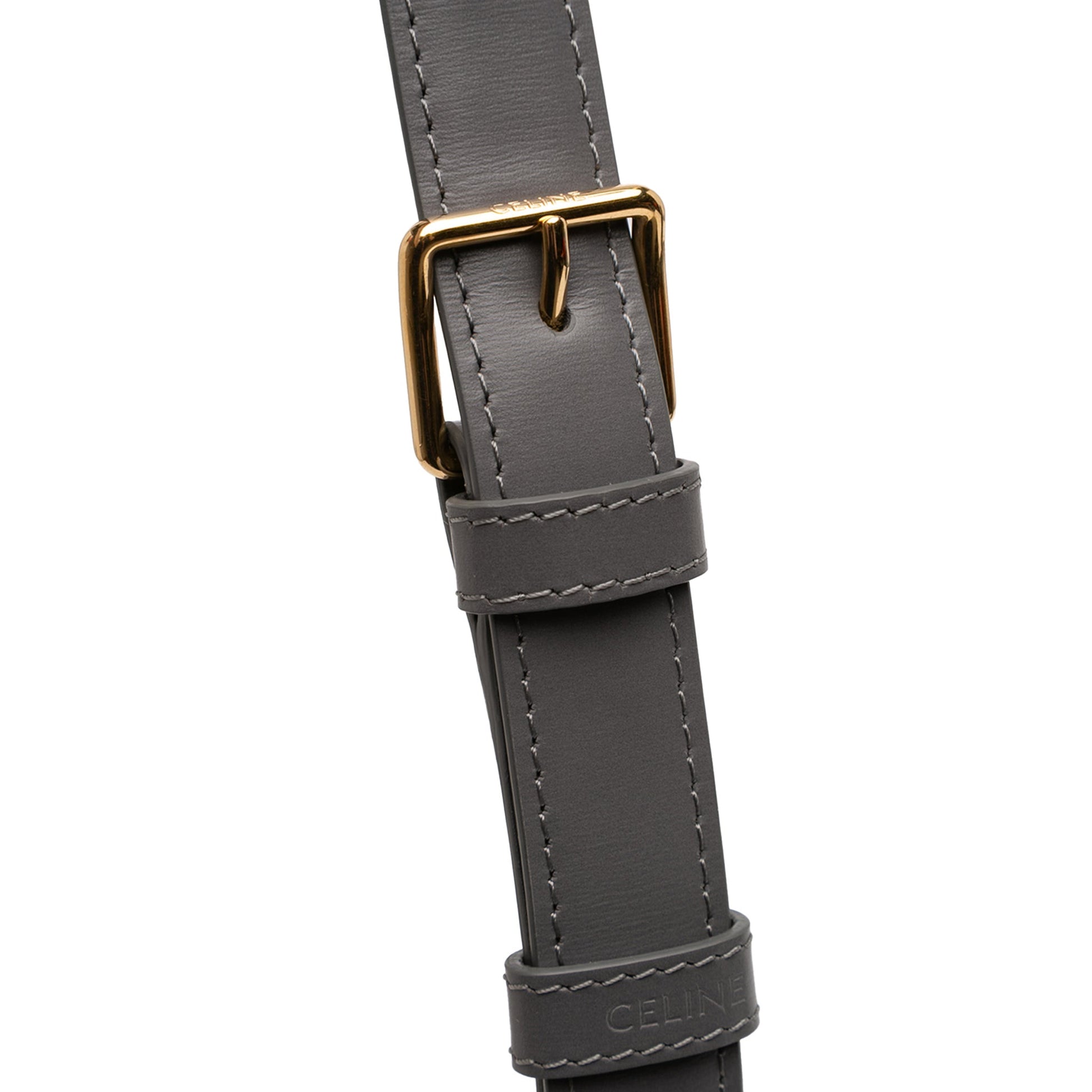 Second hand Céline Triomphe Classique Shiny Calfskin Leather Flap Crossbody Grey - Tabita Bags