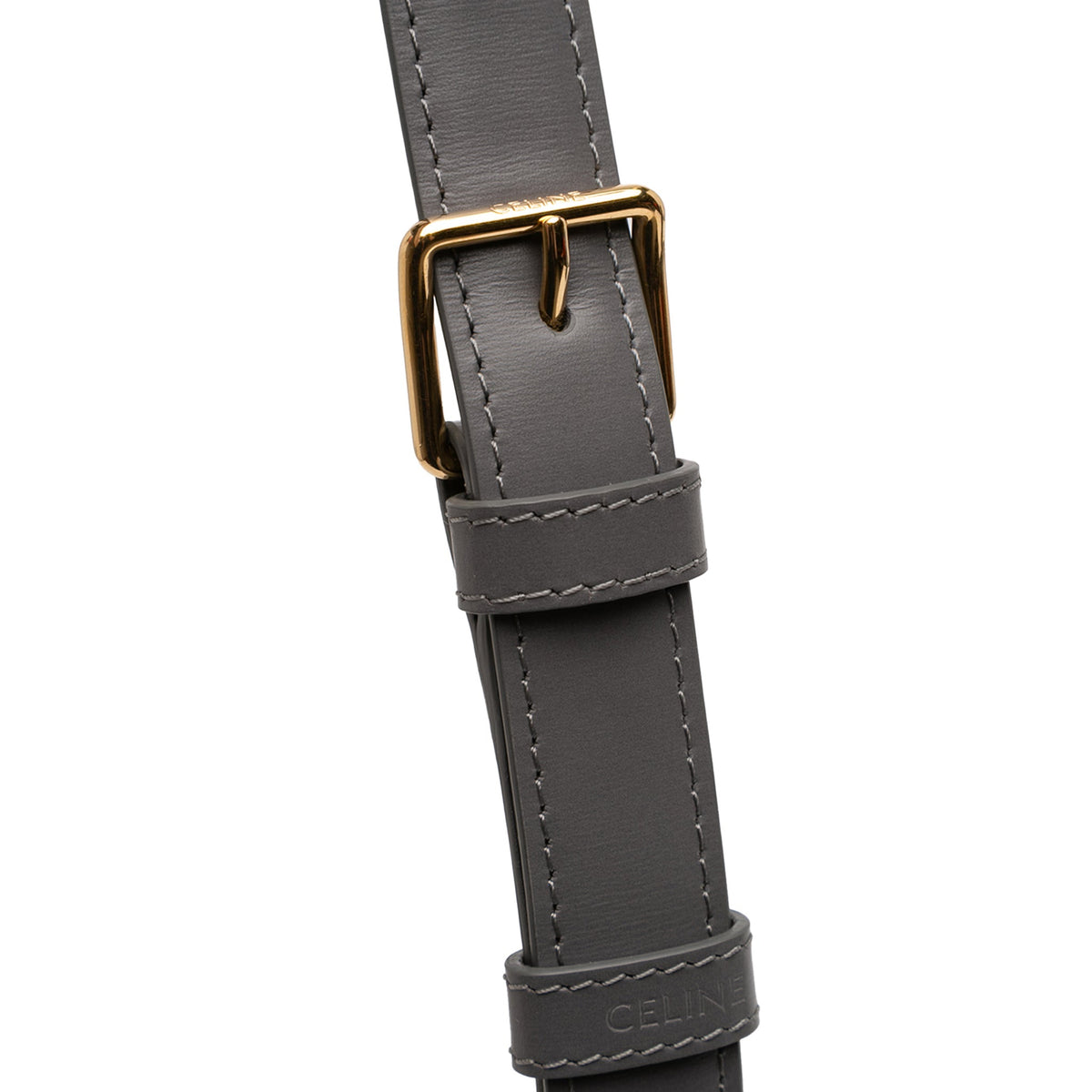 Second hand Céline Triomphe Classique Shiny Calfskin Leather Flap Crossbody Grey - Tabita Bags