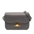 Second hand Céline Triomphe Classique Shiny Calfskin Leather Flap Crossbody Grey - Tabita Bags