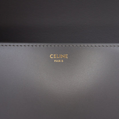 Second hand Céline Triomphe Classique Shiny Calfskin Leather Flap Crossbody Grey - Tabita Bags