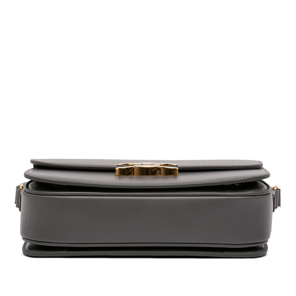 Second hand Céline Triomphe Classique Shiny Calfskin Leather Flap Crossbody Grey - Tabita Bags