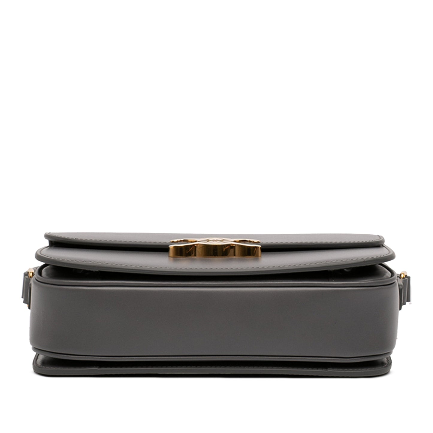 Second hand Céline Triomphe Classique Shiny Calfskin Leather Flap Crossbody Grey - Tabita Bags