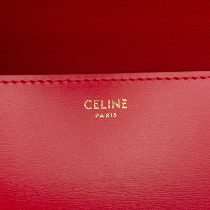 Second hand Céline Triomphe Classique Shiny Calfskin Leather Flap Crossbody Red - Tabita Bags