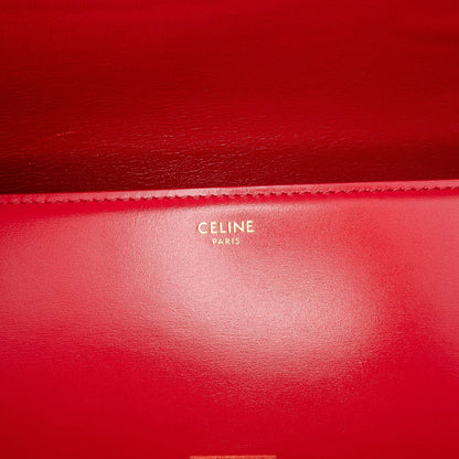 Second hand Céline Triomphe Classique Shiny Calfskin Leather Flap Crossbody Red - Tabita Bags