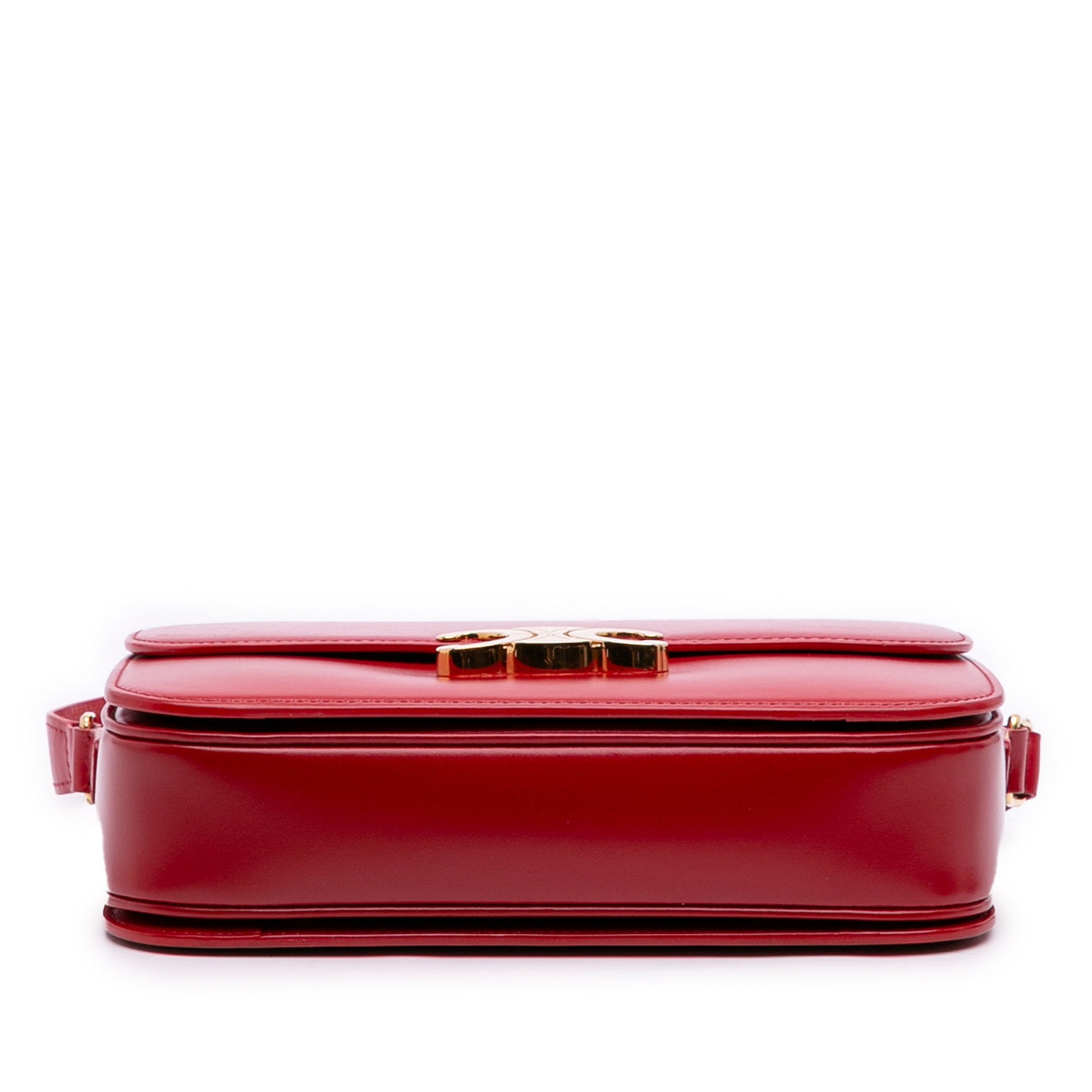 Second hand Céline Triomphe Classique Shiny Calfskin Leather Flap Crossbody Red - Tabita Bags